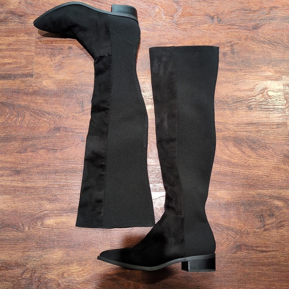 Steve Madden Shoes Womens Jolly Black 8 Over The Knee Boots Stretch Pull On NEW